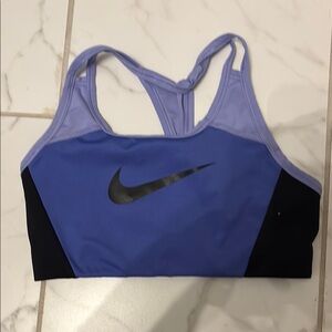 Nike Blue and Black Sports Bra with Racerback Design